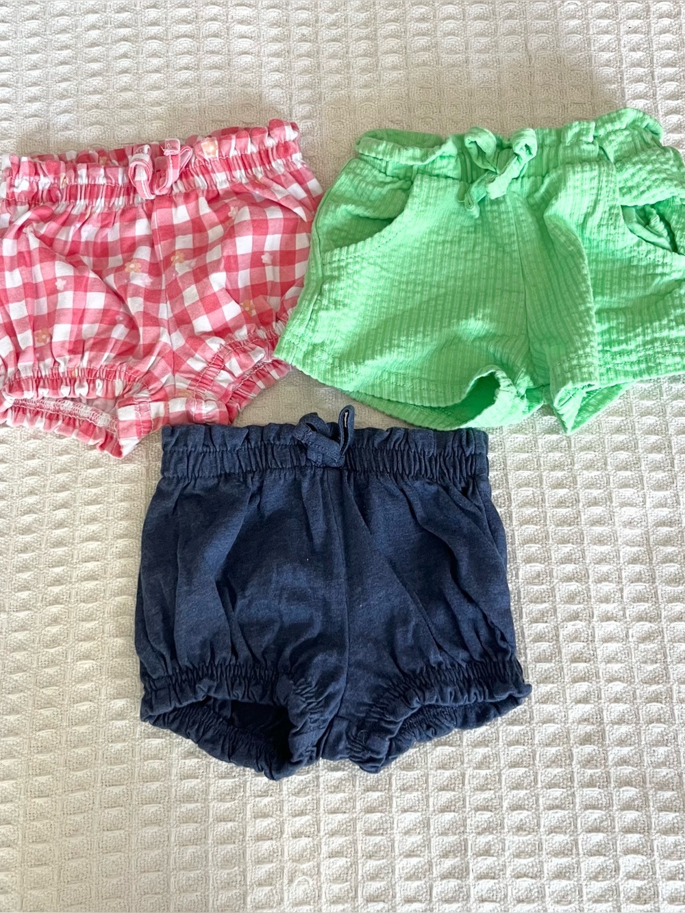 Garanimals Baby Shorts Trio - Pink Gingham, Mint Green, Navy